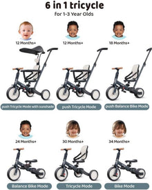 Newyoo 6in1 Kinderdreirad mit Schubstange 1-3 Jahre