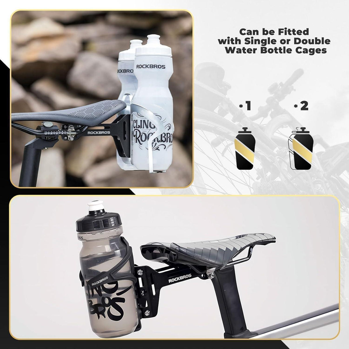 Fahrrad Flaschenhalter Adapter für 2 Flaschen – Aluminium