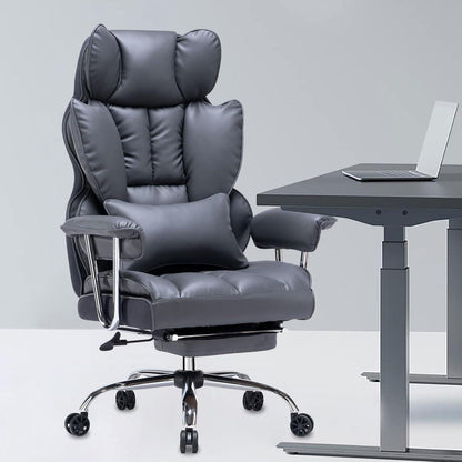 Bürostuhl PU Leder ergonomisch Drehstuhl Fußstütze