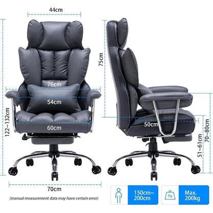 Bürostuhl PU Leder ergonomisch Drehstuhl Fußstütze