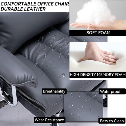 Bürostuhl PU Leder ergonomisch Drehstuhl Fußstütze