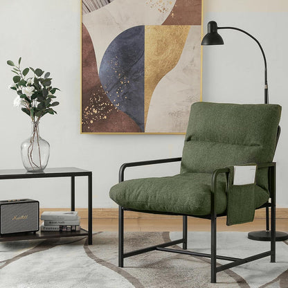 Moderner Loungesessel mit Armlehnen & Seitentasche – Grün