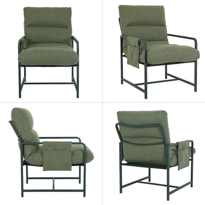 Moderner Loungesessel mit Armlehnen & Seitentasche – Grün