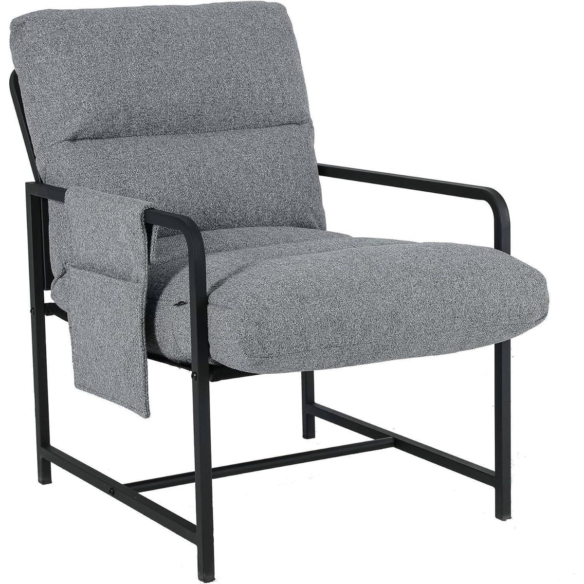Moderner Loungesessel mit Armlehnen & Seitentasche – Grau