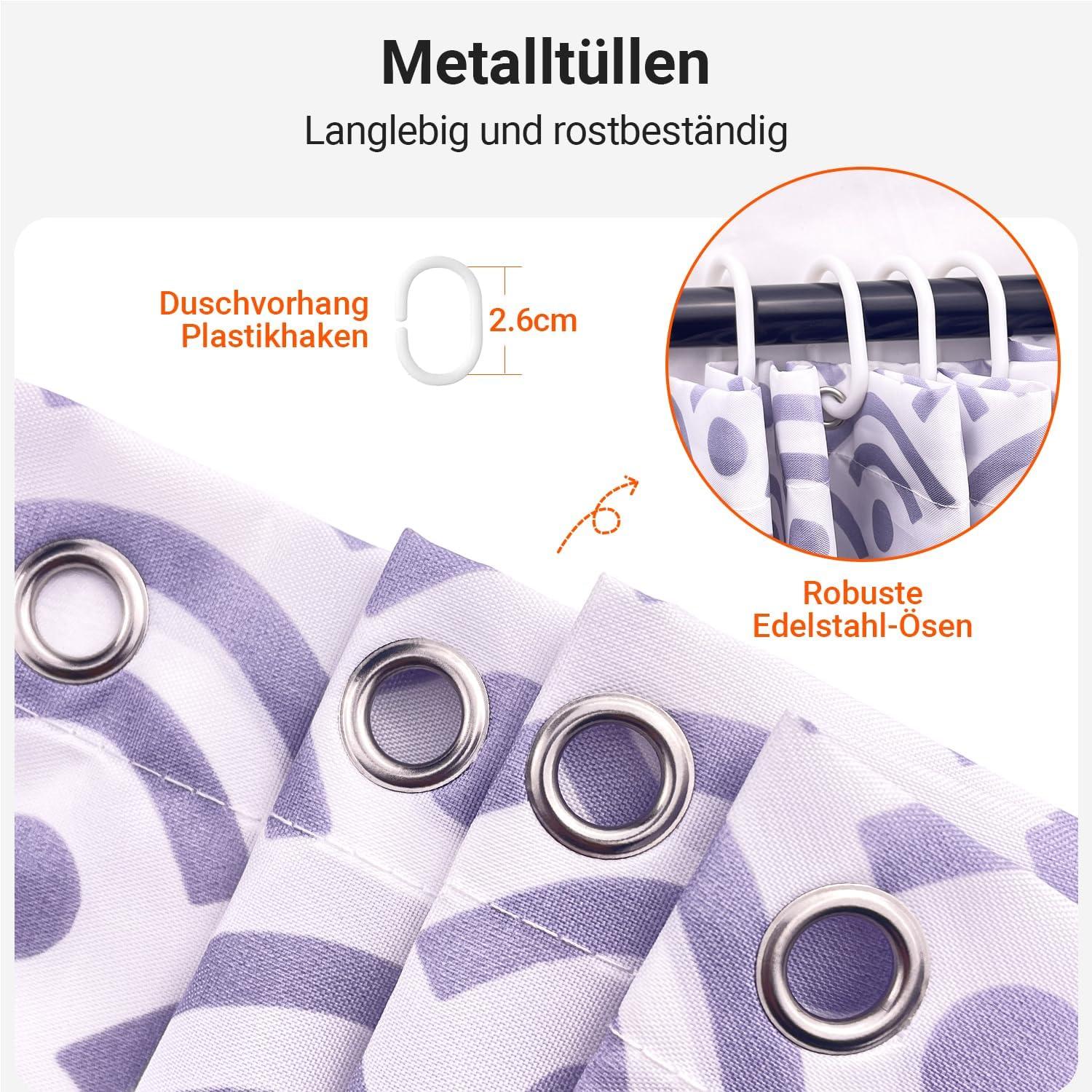 Duschvorhang Blume 300x200cm Antischimmel Wasserdicht Textil