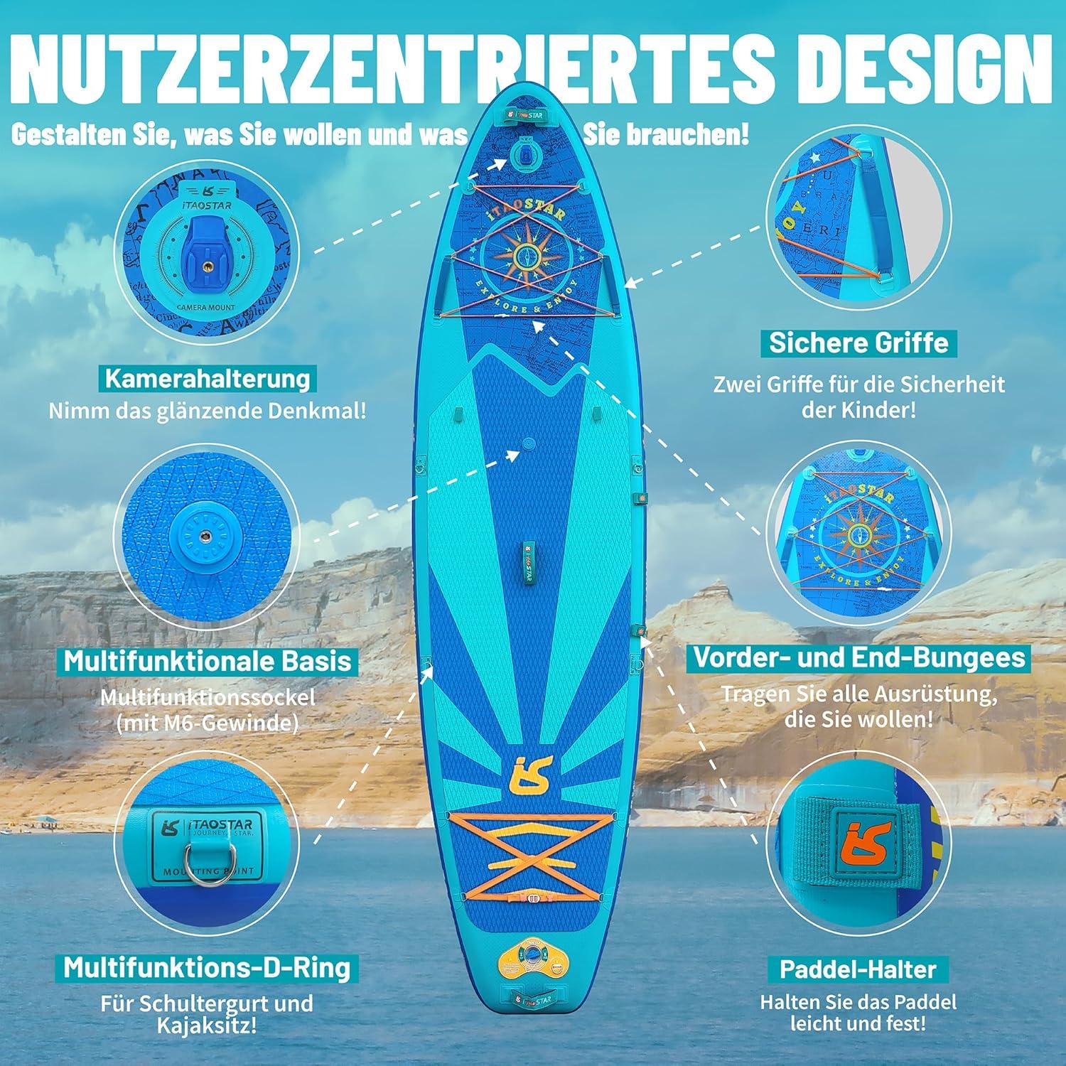 Aufblasbares Stand Up Paddling Board für Anfänger, Komplettes Zubehör
