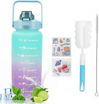 Trinkflasche 2L BPA-frei Sport Wasserflasche Strohhalm