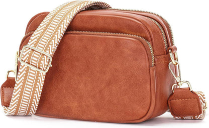 Damen Crossbody Handtasche Umhängetasche mit breitem Schultergurt 4