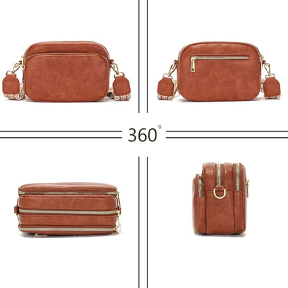 Damen Crossbody Umhängetasche Handtasche mit breitem Schultergurt