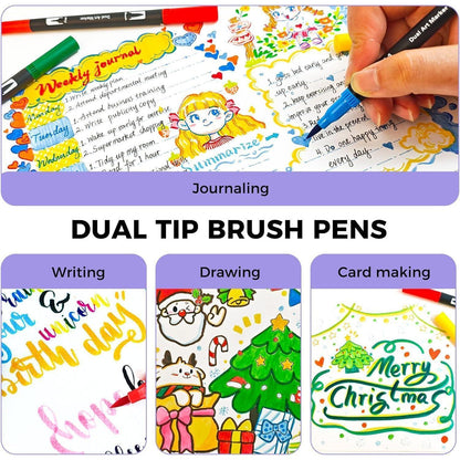 Dual Brush Pen Set 120 Farben – Pinselstifte für Kalligraphie & Handlettering