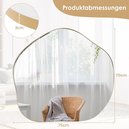 Asymmetrischer Wandspiegel Gold 75x70cm – Dekorative Wanddeko