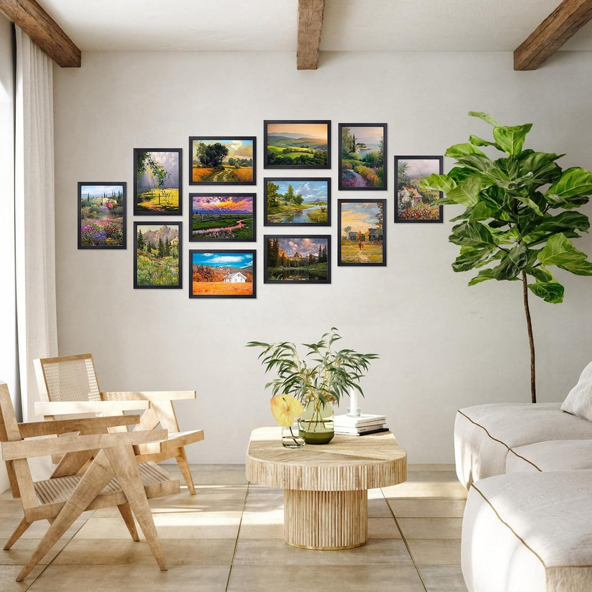 7er Set Schwarze Bilderrahmen DIN A4 für Fotos und Bilder, Fotorahmen