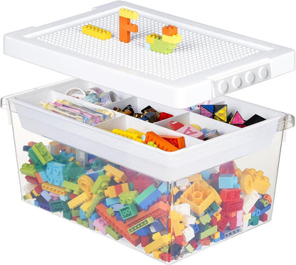 Aufbewahrungsbox Spielzeug mit Deckel Abnehmbares Tablett Bauplatte