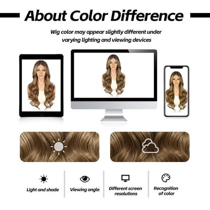 Synthetische Körperwelle Perücke Helles Honigbraun Balayage 26 Zoll
