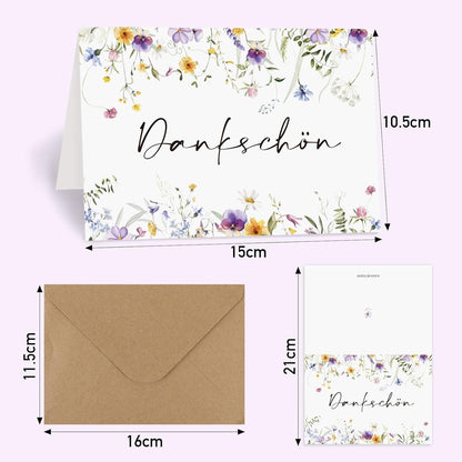 Dankeskarte Dankeschön Blumenstil Kraftpapier Umschlag A6