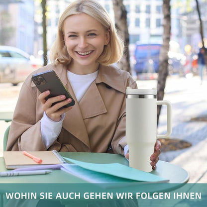40oz Thermobecher mit Strohhalm, Henkel & Deckel