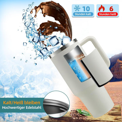 Thermobecher 40oz mit Strohhalm und Henkel, Kaffeebecher To Go