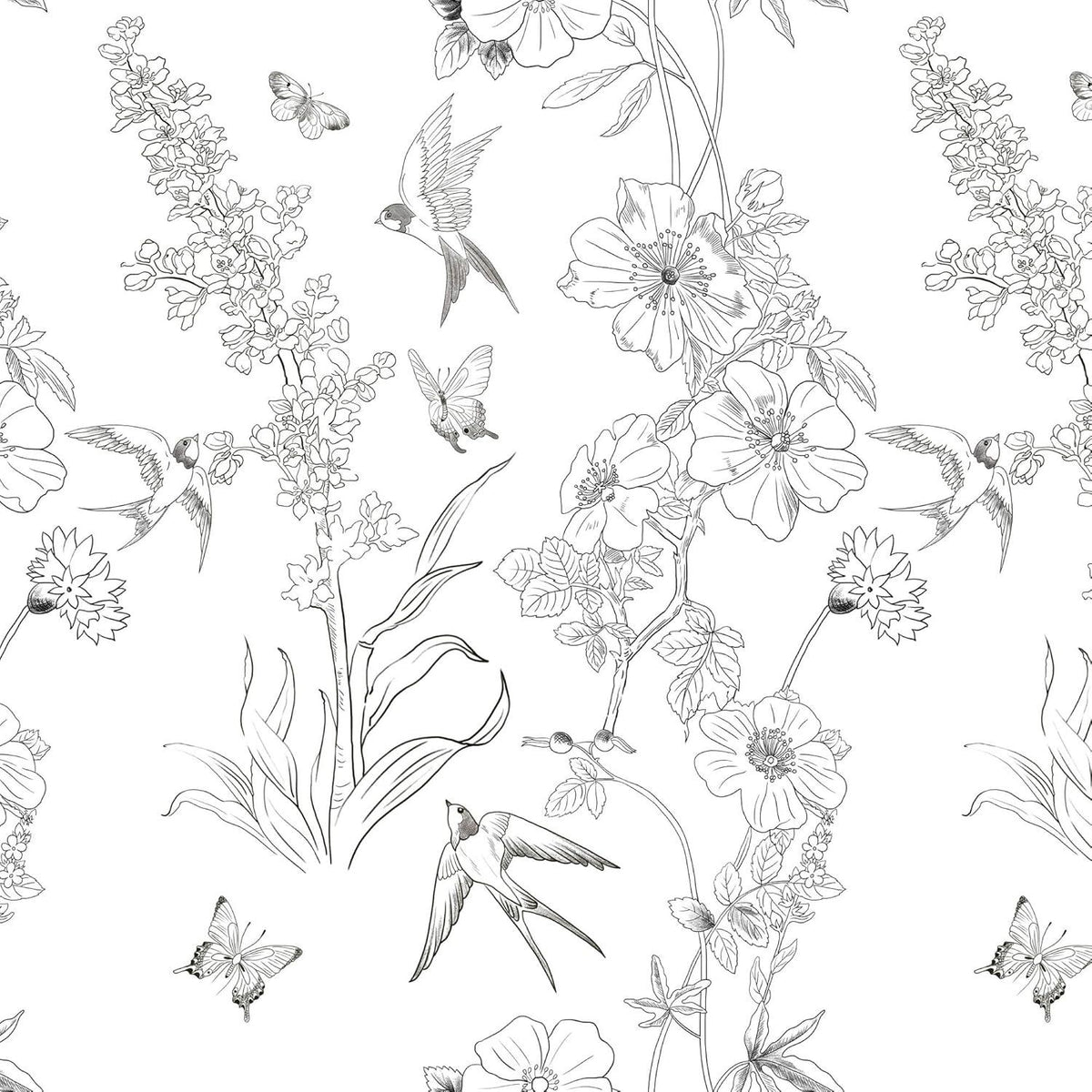 Selbstklebende Fototapete Blumenmuster Vintage Design 44cm x 300cm
