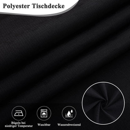 Tischdecke Schwarz 140x240cm Leinenoptik | Abwaschbar & Kratzfest