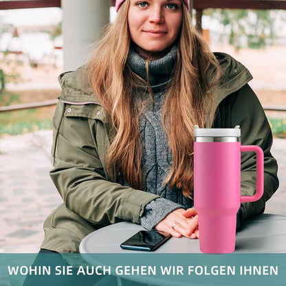 Thermobecher 40oz Pink Strohhalm Henkel Vakuum Isolierbecher 1200ml