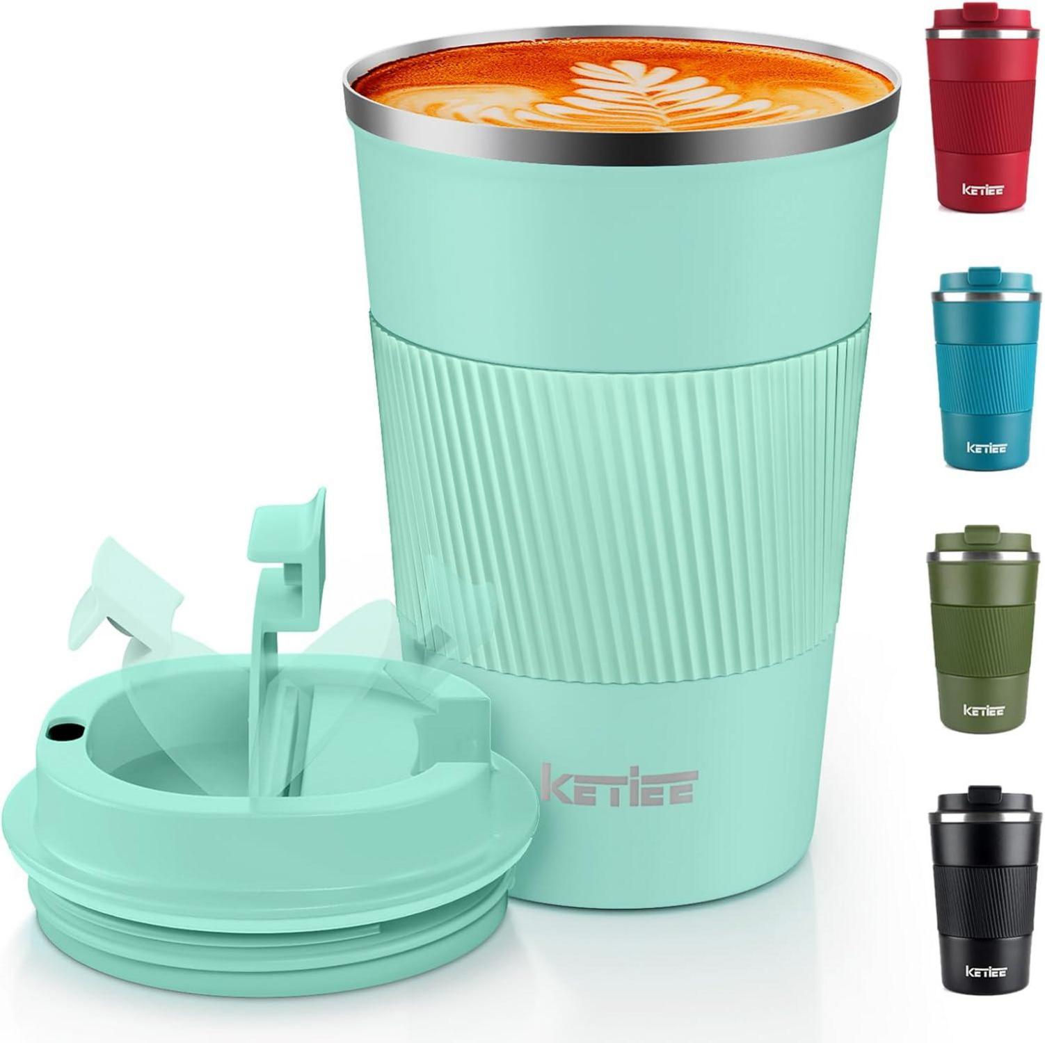 KETIEE Kaffeebecher to go 380ml Thermobecher Isolierbecher Minzgrün