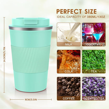 KETIEE Kaffeebecher to go 380ml Thermobecher Doppelwandig Travel Mug Minzgrün