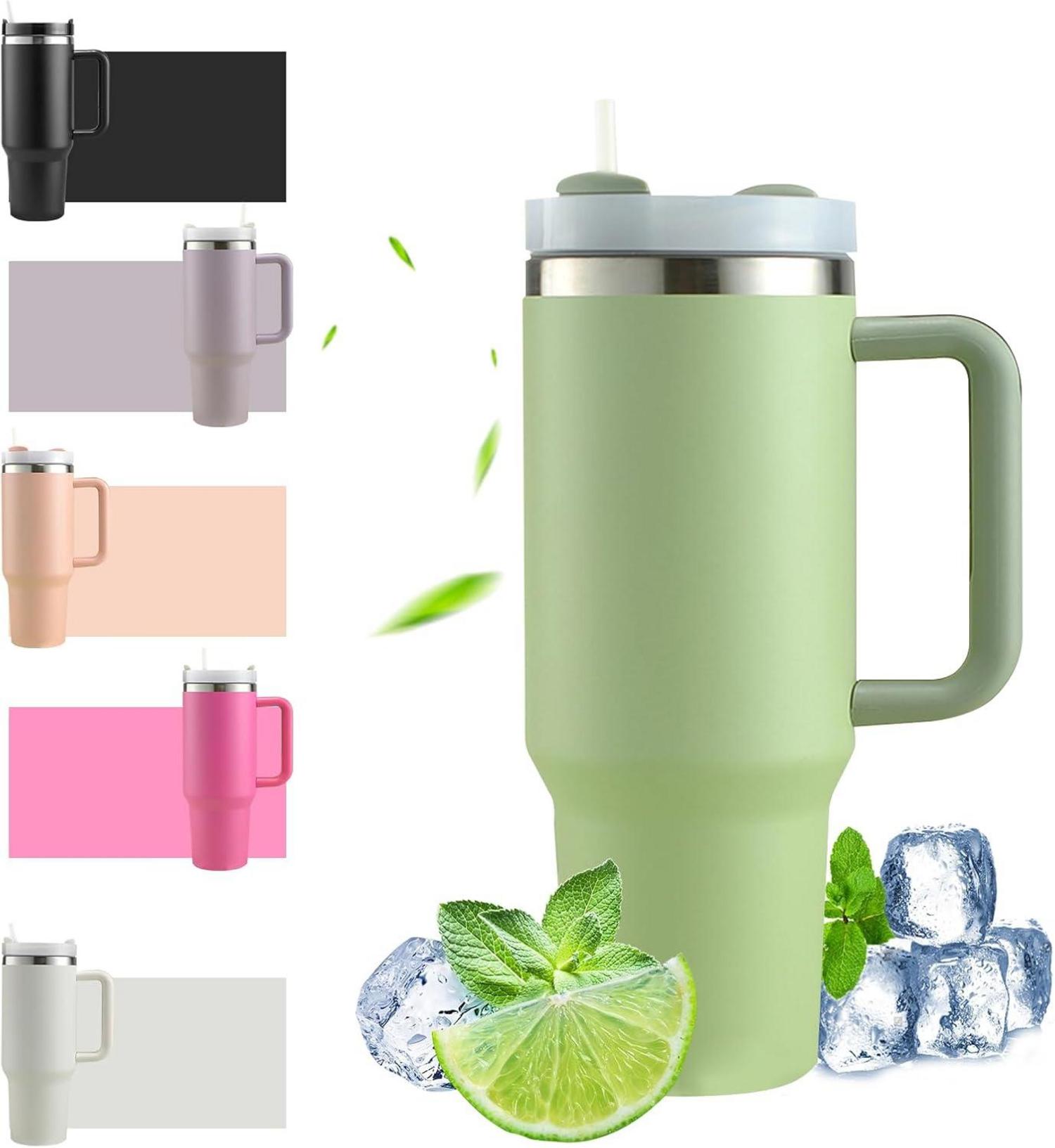 Isolierbecher 40oz mit Strohhalm und Henkel, Kaffeebecher To Go