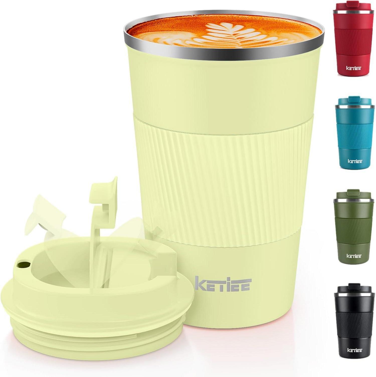 Isolierter Kaffeebecher to go 380ml Thermo Travel Mug Milchgelb