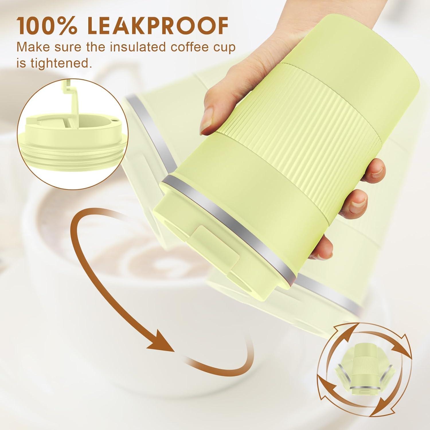 Isolierter Kaffeebecher to go 380ml Thermo Travel Mug Milchgelb
