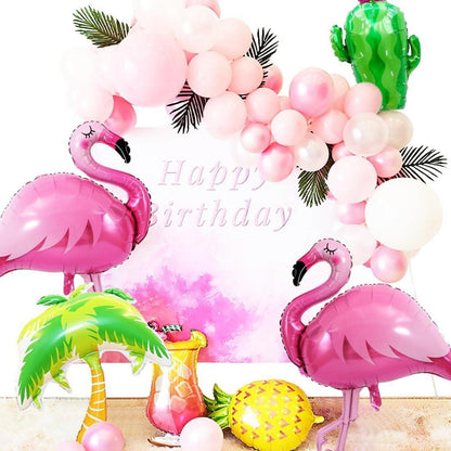 Hawaii Party Folienballon Set Ananas Flamingo Kaktus Baum Eiscreme