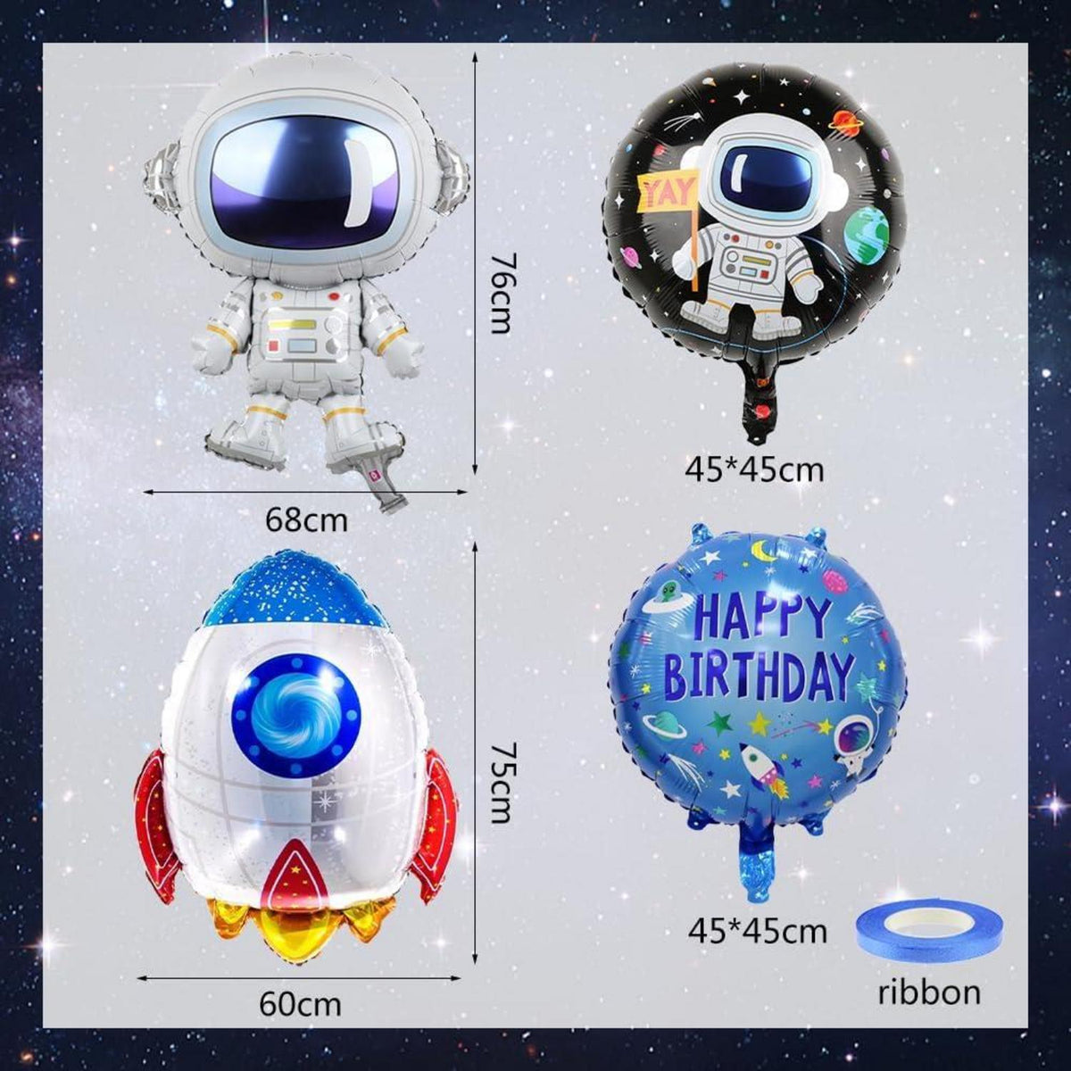 Weltraum Geburtstag Deko Set mit XXL Astronaut Folienballons und Happy