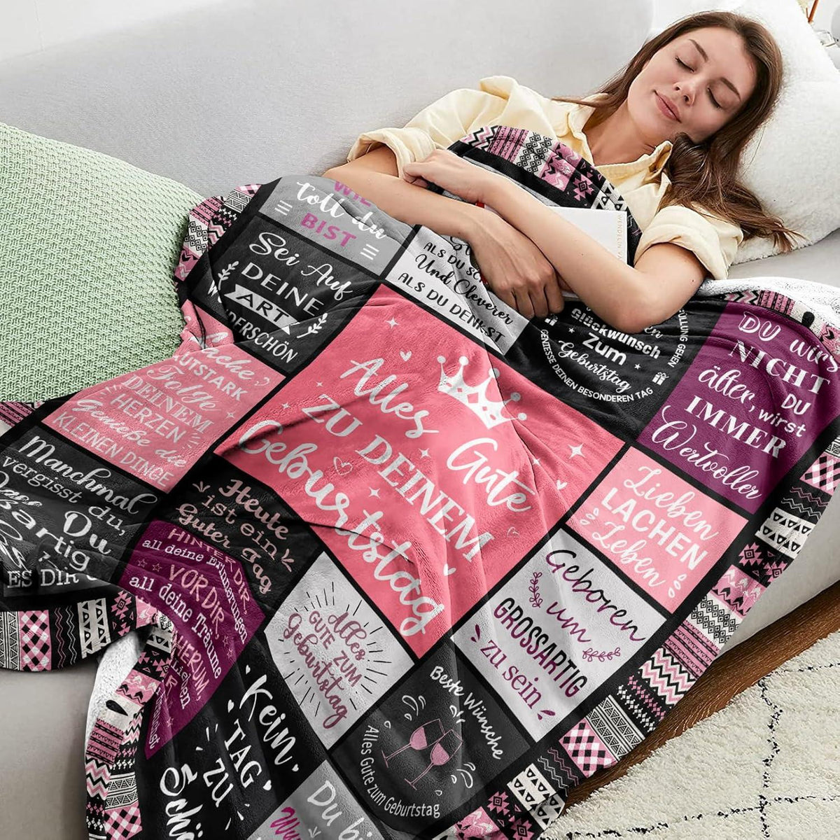 Yesbird Geburtstagsdecke für Frauen 150x130cm - Lustiges