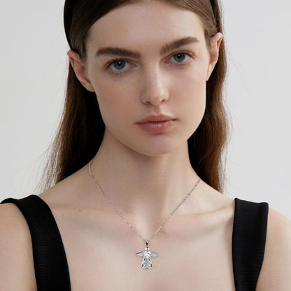 925 Sterling Silber Herz Schutzengel Halskette für Frauen