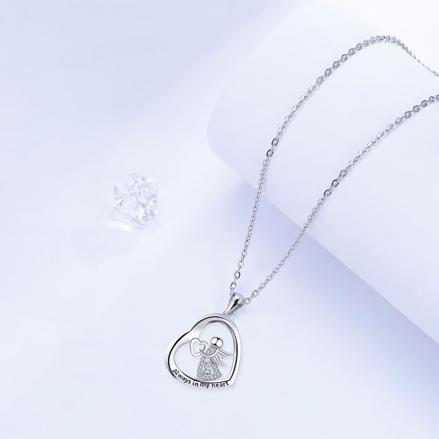 Engelsflügel Halskette 925 Silber Herz Anhänger Geschenk Mama Frauen
