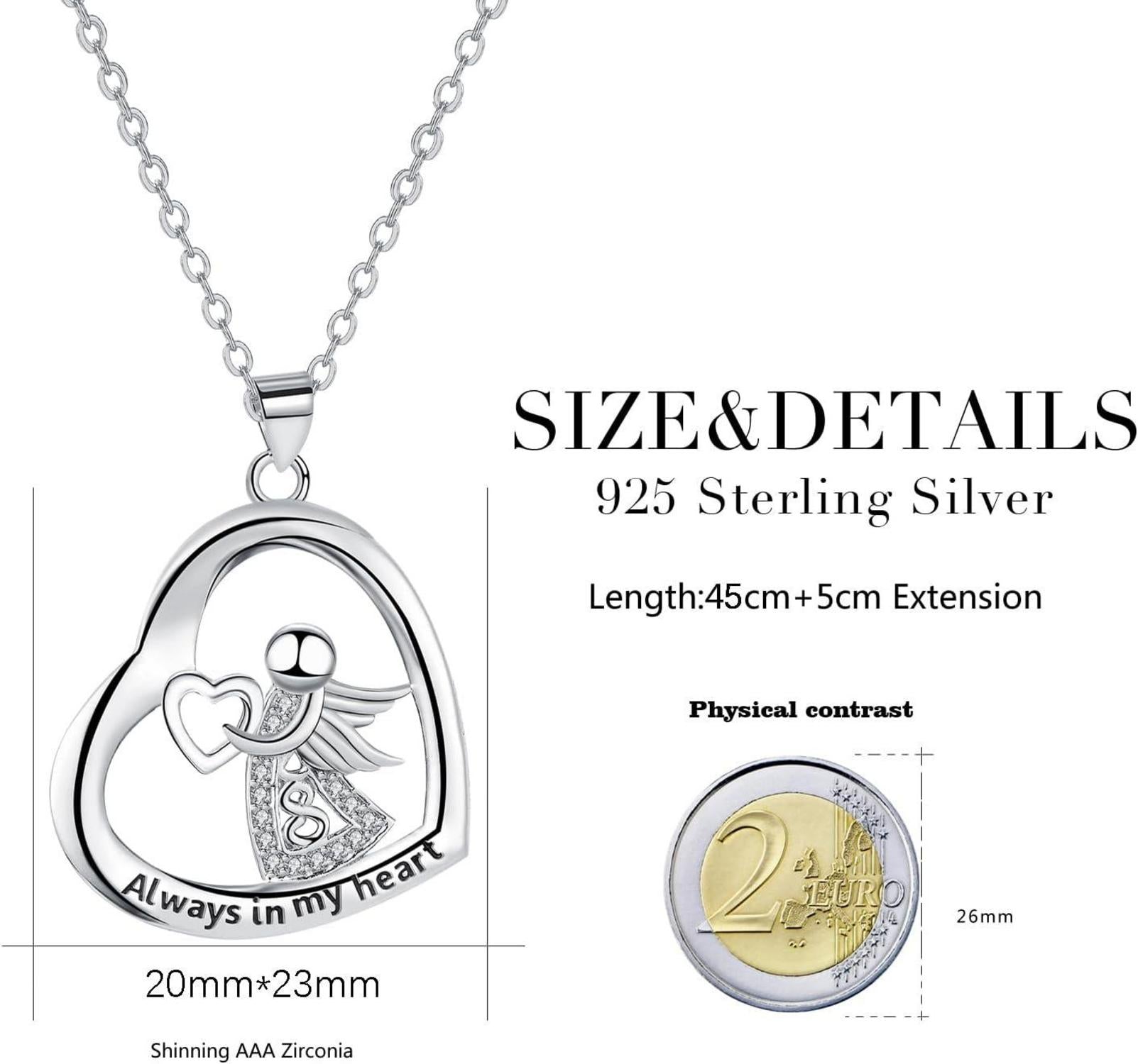 925 Sterling Silber Herz Kette Anhänger Schutzengel Geschenk
