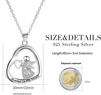 925 Sterling Silber Herz Kette Anhänger Schutzengel Geschenk