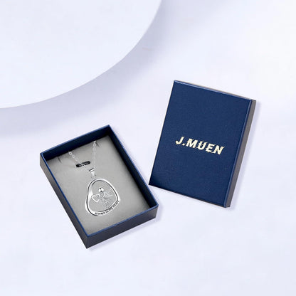 J.MUEN Herz Halskette 925 Sterling Silber Damen Geschenk Schutzengel