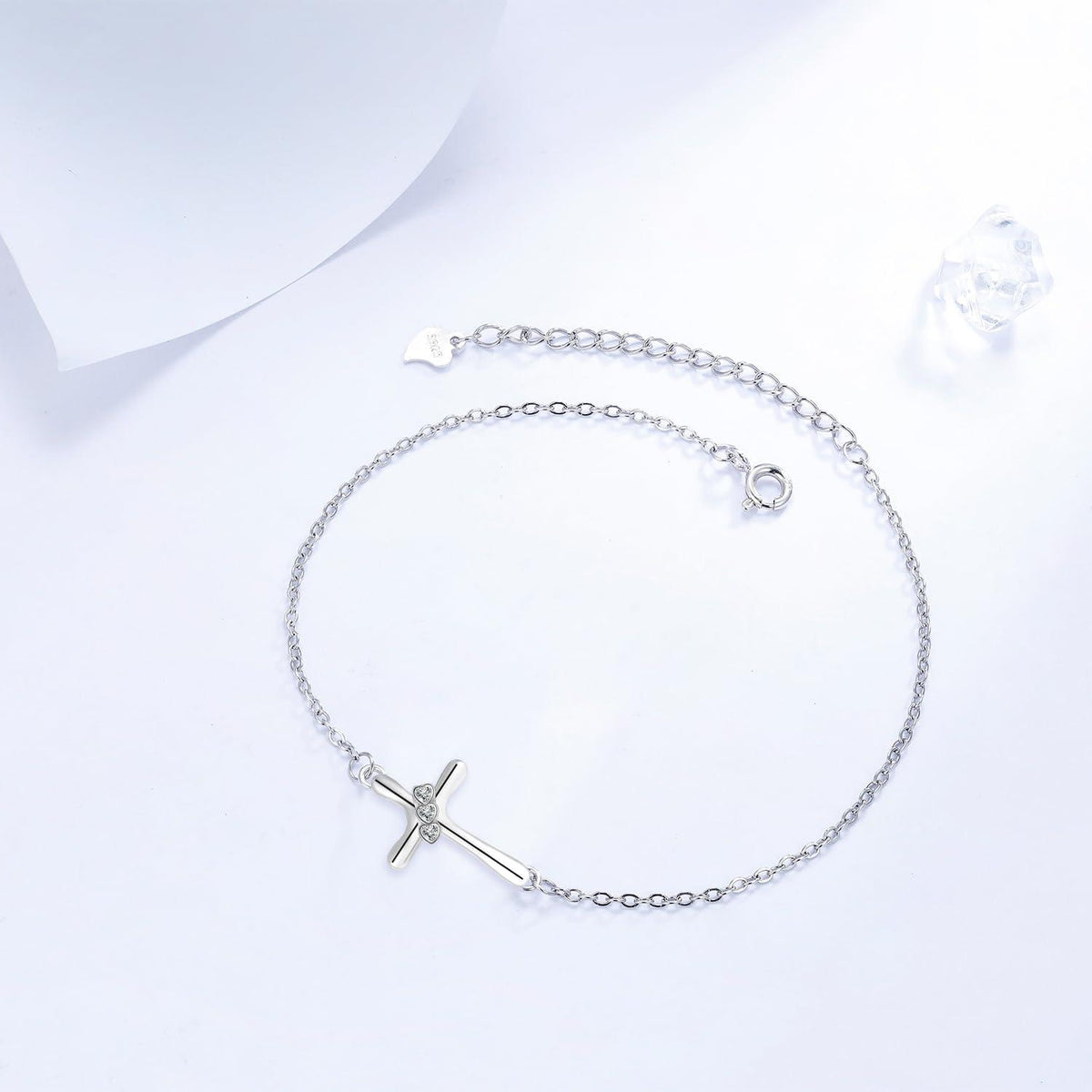 Armband Damen 925 Sterling Silber Kreuz Zirkonia Muttertag Geburtstag