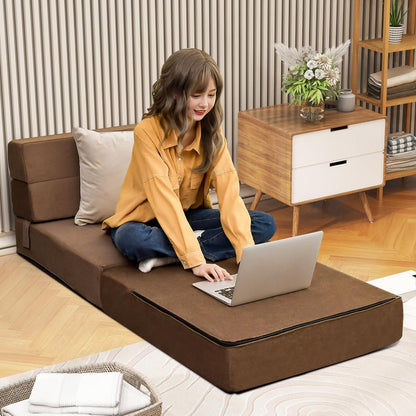 Bodensofa mit Schlaffunktion – 3in1 Klappsofa Braun