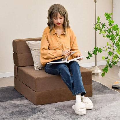Bodensofa mit Schlaffunktion – 3in1 Klappsofa Braun