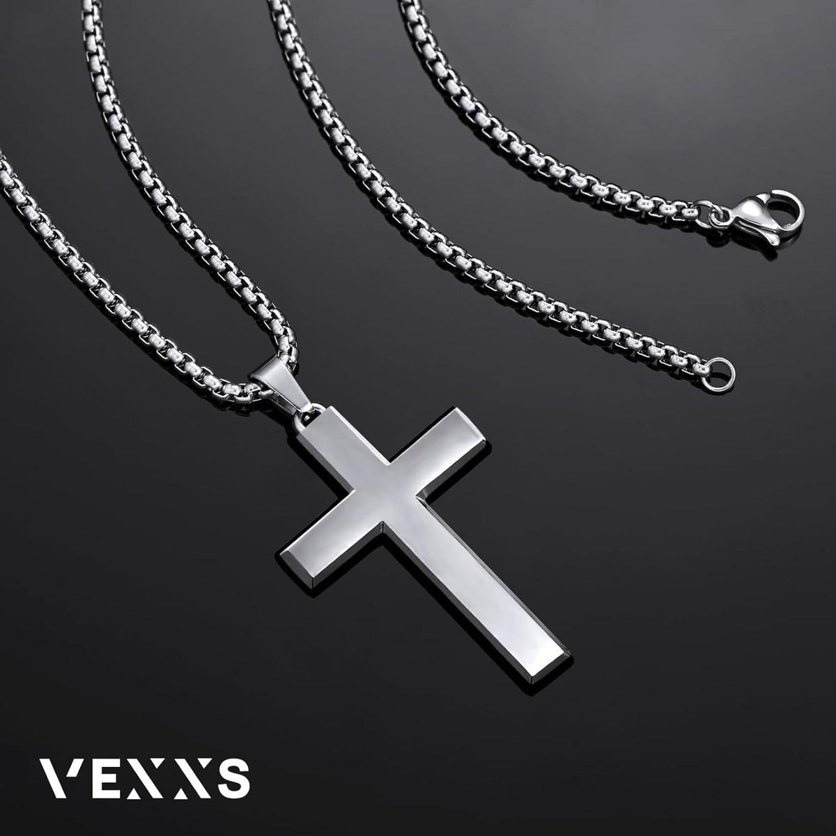 Kreuz Kette Herren 18 Karat Gold Vergoldet Edelstahl Halskette Anhänger
