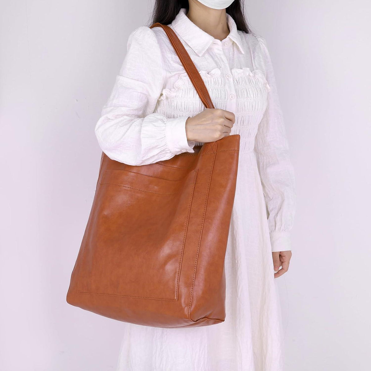 Damen Handtasche Groß Tote Bag PU Leder Schultertasche