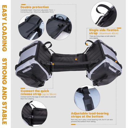 Motorrad Satteltasche 70L Wasserdicht Grau