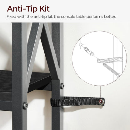 Konsolentisch 100cm 2-stöckig mit Steckdosen USB schwarz