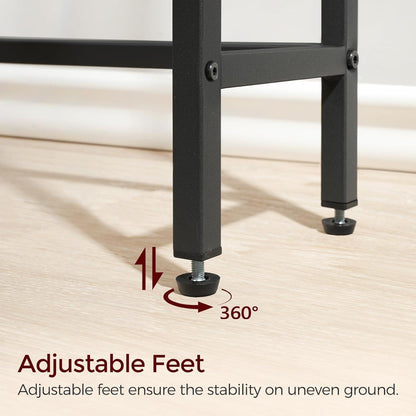 Konsolentisch 100 cm Schwarz 2-stöckig 2 Steckdosen USB Beistelltisch