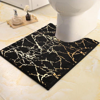 Badematte rutschfest Schwarz Gold Mikrofaser 50x50 cm