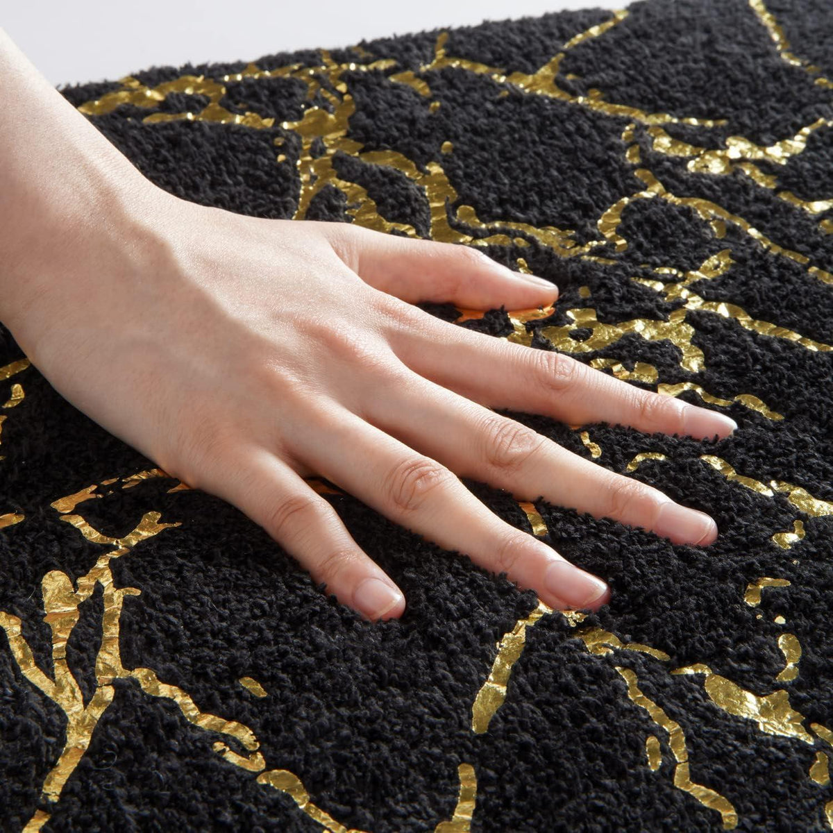 Badematte rutschfest Schwarz Gold Mikrofaser 50x50 cm
