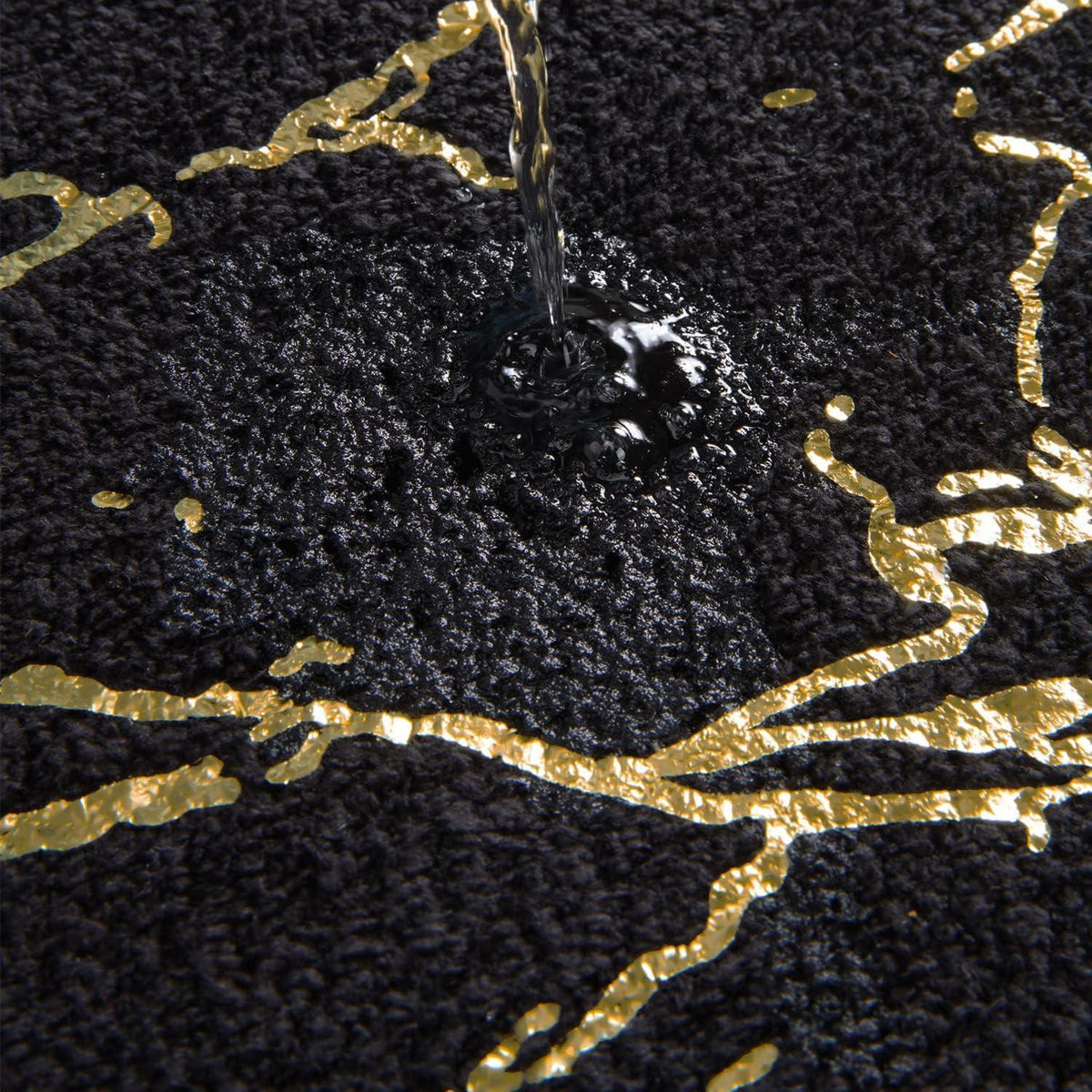 Badematte rutschfest Schwarz Gold Mikrofaser 50x50 cm