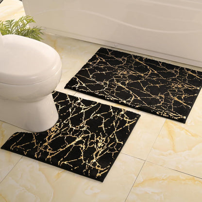 Badematte rutschfest Schwarz Gold Mikrofaser 50x50 cm