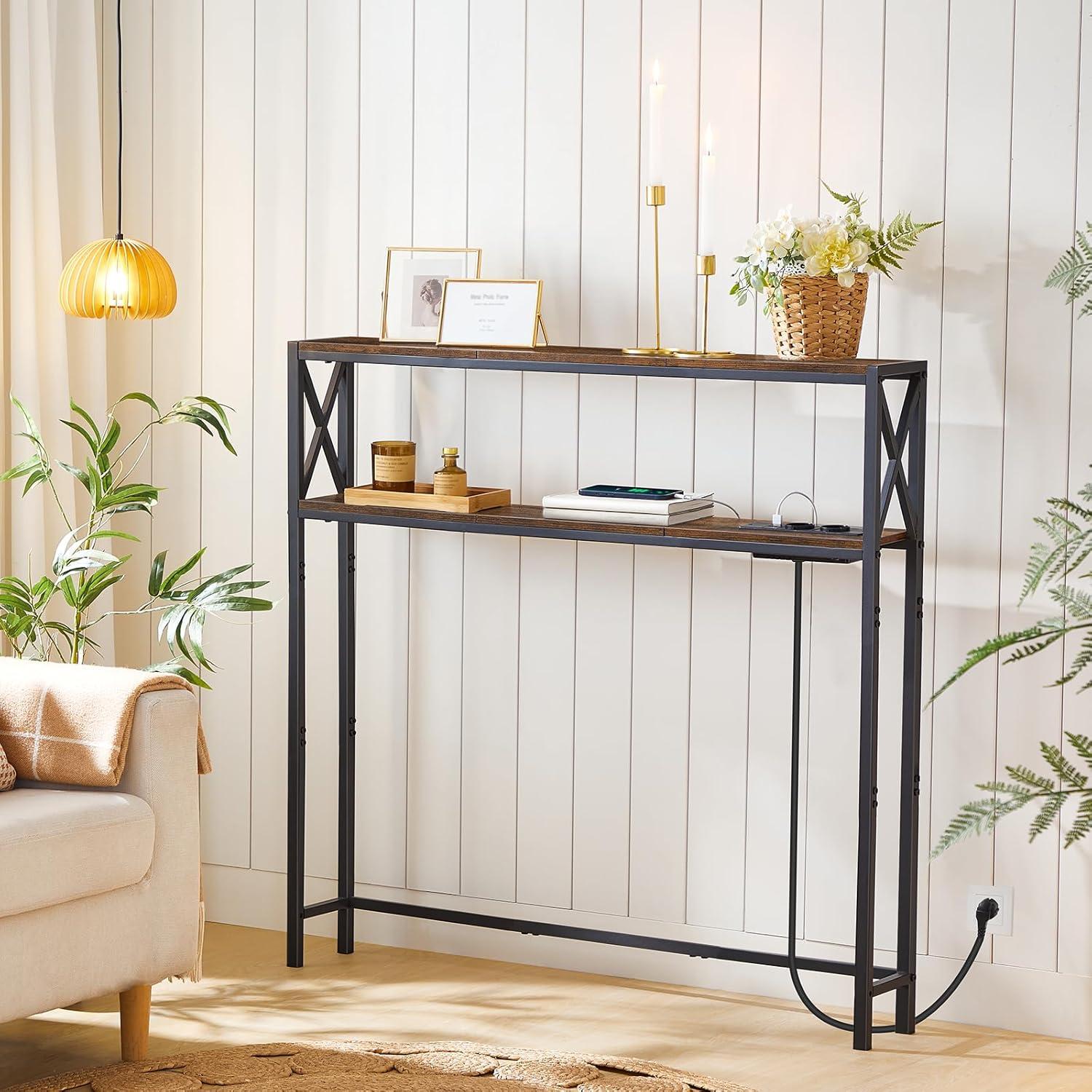Konsolentisch 100 cm 2-stöckig mit Steckdosen USB